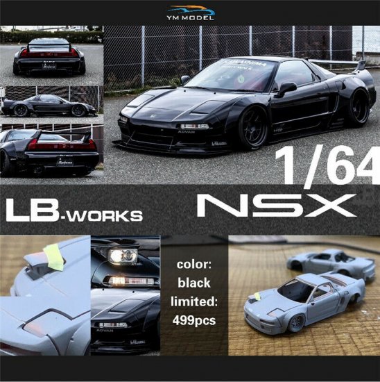 YM Model 1/64 LBWK Honda NSX LB Works Black - ミニカー専門店