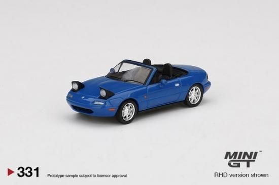 MINI GT 1/64 ユーノス ロードスター (NA) Mariner Blue Headlight Up - ミニカー専門店 RideON