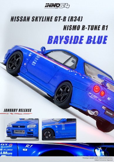 INNO 1/64 NISSAN SKYLINE GT-R R34 Nismo R-Tune Bayside Blue- ミニカー専門店 RideON  ライドオン
