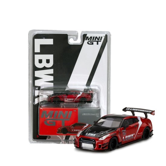 MINI GT 1/64 Nissan GT-R R35 Type 2, Rear Wing ver 3 , Red, LB