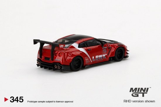 MINI GT 1/64 Nissan GT-R R35 Type 2, Rear Wing ver 3 , Red, LB 
