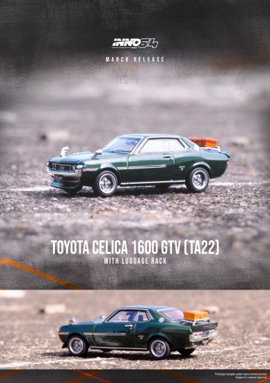 INNO 1/64 Toyota Celica (TA22) 1600 GTV Green W/ Luggage トヨタ セリカ- ミニカー専門店  RideON ライドオン