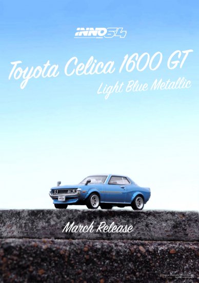 INNO 1/64 Toyota Celica (TA22) 1600 Light Blue Metallic W/ Fender Flares  Wheel Arches トヨタ セリカ - ミニカー専門店 RideON ライドオン