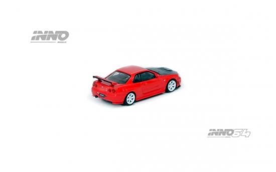 INNO 1/64 NISSAN SKYLINE GT-R R34 R-TUNE Active Red With INNO 1/64 NISSAN SKYLINE GT-R R34 R-TUNE Active Red With