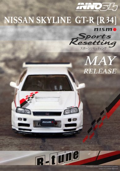 INNO 1/64 NISSAN SKYLINE GT-R R34 NISMO SPORTS RESETTING- ミニカー 
