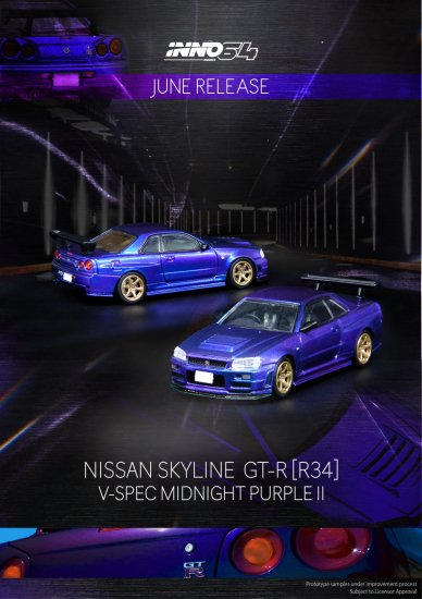 INNO 1/64 NISSAN SKYLINE GT-R (R34) Midnight Purple II 