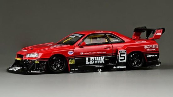 LBWK Nissan Skyline ER34 Super Silhouette Red Black No.5 車高調機能付き- ミニカー専門店  RideON