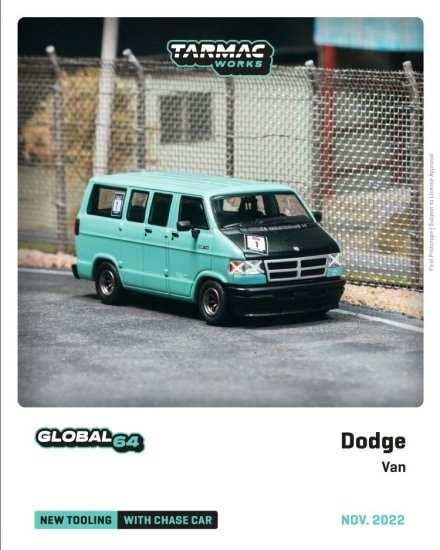 TARMAC WORKS 1/64 Dodge Van Light Green ダッチ バン- ミニカー専門店 RideON ライドオン