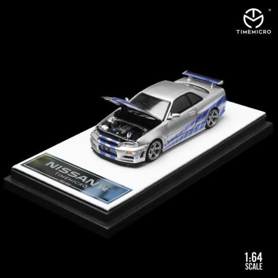 TIMEMICRO 1/64 日産 スカイライン GT-R R34 シルバーブルー 