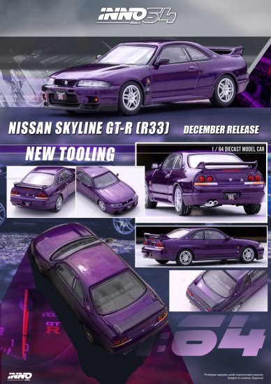 INNO 1/64 NISSAN SKYLINE GT-R (R33) 日産 スカイライン ミッドナイト 