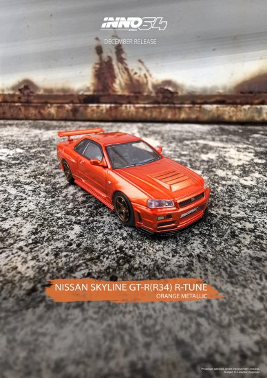 INNO 1/64 NISSAN SKYLINE GT-R (R34) R-Tune Orange Metallic 