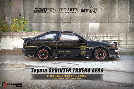 INNO 1/64 TOYOTA SPRINTER TRUENO AE86 BLACK Tuned by 