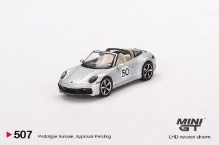 <img class='new_mark_img1' src='https://img.shop-pro.jp/img/new/icons12.gif' style='border:none;display:inline;margin:0px;padding:0px;width:auto;' />5月下旬入荷 MINI GT 1/64 Porsche 911 Targe 4S Heritage Design Edition GT Silver Metallic 507L 左