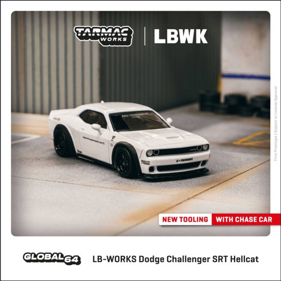 Tarmac Works 1/64 LB-WORKS Dodge Challenger SRT Hellcat White 