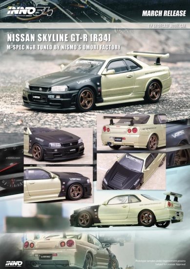 INNO 1/64 NISSAN SKYLINE GT-R (R34) M-SPEC NUR Tuned By Nismo