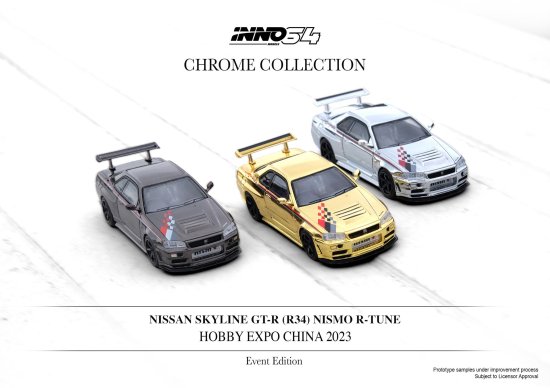 INNO 1/64 NISSAN SKYLINE R34 GT-R NISMO R-TUNE China 2023 Event クローム３台組み -  ミニカー専門店　RideON ライドオン