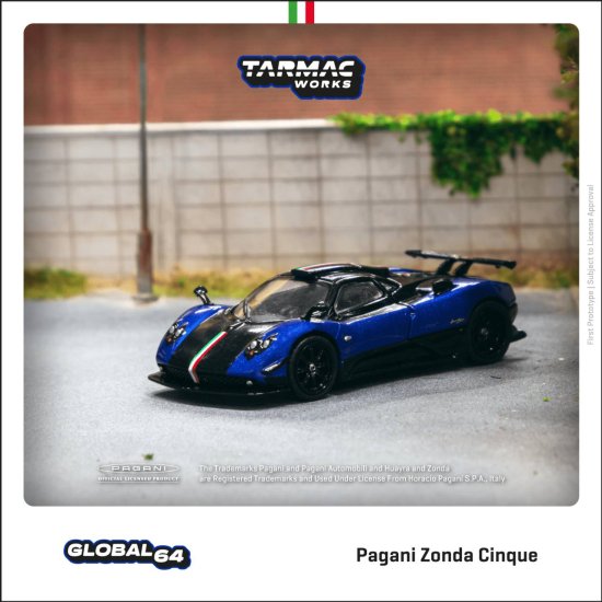 Tarmac Works 1/64 Pagani Zonda Cinque Blu Francia- ミニカー専門店