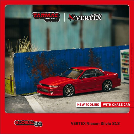 Tarmac Works 1/64 VERTEX Nissan Silvia S13 Red Metallic 日産 シルビア メタリックレッド-  ミニカー専門店 RideON ライドオン