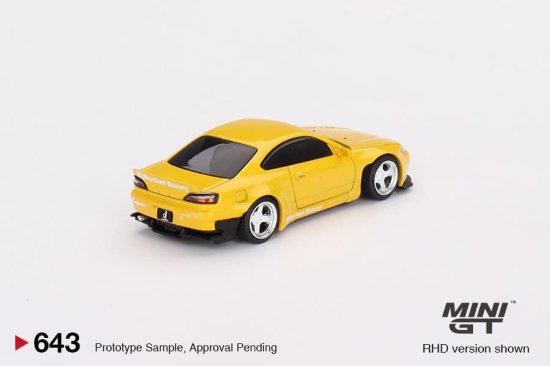 MINI GT 1/64 Rocket Bunny Nissan シルビア(S15) イエロー 643R 右ハンドル ロケットバニー 日産-  ミニカー専門店 RideON