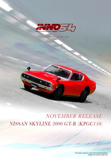 INNO 1/64 NISSAN SKYLINE 2000 GT-R (KPGC110) Red 日産 スカイライン ケンメリ シルバー -  ミニカー専門店 RideON ライドオン