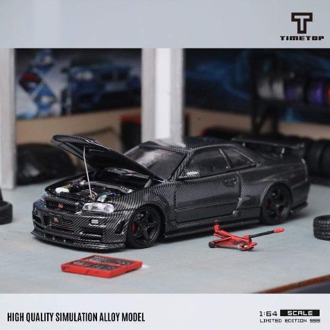 Time Top 1/64 日産 Nissan GT-R R34 フルカーボン ブラック 限定999個