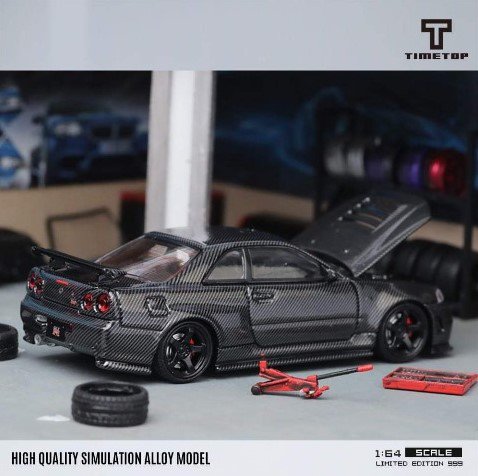 Time Top 1/64 日産 Nissan GT-R R34 フルカーボン ブラック 限定999個 