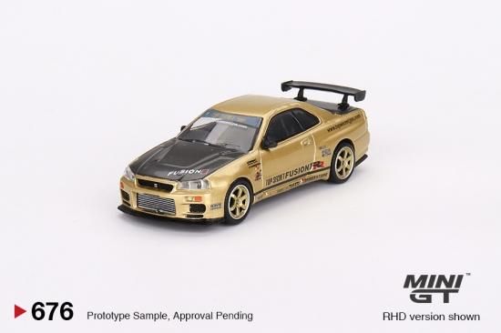 MINI GT 1/64 Nissan スカイライン GT-R R34 Top Secret Gold (右