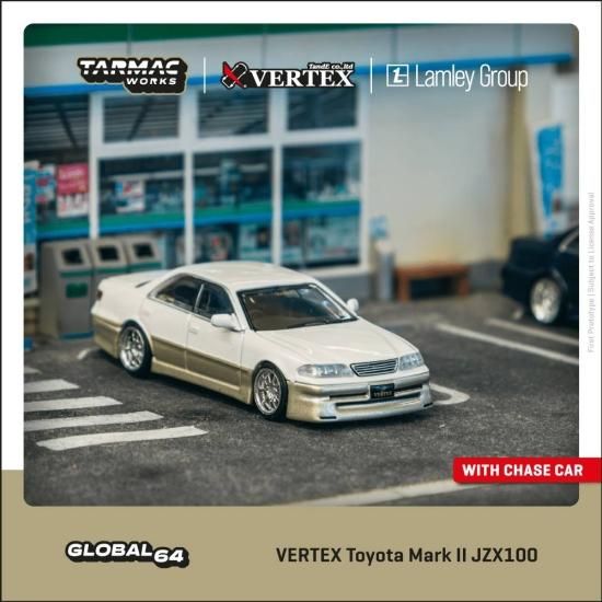 TARMAC WORKS 1/64 VERTEX Toyota Mark II JZX100 White Metallic