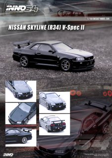 3ʹͽ INNO 1/64 NISSAN SKYLINE GT-R (R34) V-SPEC II BLACK  饤 ֥å