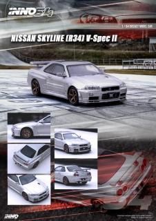 <img class='new_mark_img1' src='https://img.shop-pro.jp/img/new/icons63.gif' style='border:none;display:inline;margin:0px;padding:0px;width:auto;' />INNO 1/64 NISSAN SKYLINE GT-R (R34) V-Spec II Silver  饤 С