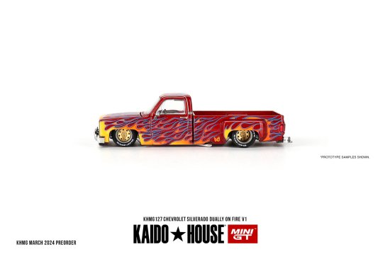 KAIDO☆HOUSE 1/64 Chevrolet Silverado Dually on Fire V1 シボレー シルバラード デューリー  ファイヤー- ミニカー専門店 RideON