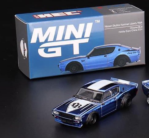 MINI GT 1/64日産 スカイライン ケンメリ Liberty Walk Chrome blue ...