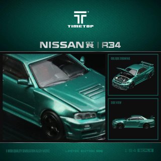<img class='new_mark_img1' src='https://img.shop-pro.jp/img/new/icons1.gif' style='border:none;display:inline;margin:0px;padding:0px;width:auto;' />8ʹͽ Time Top 1/64  Nissan GT-R R34 nismo Z-Tune Metallic Green 999