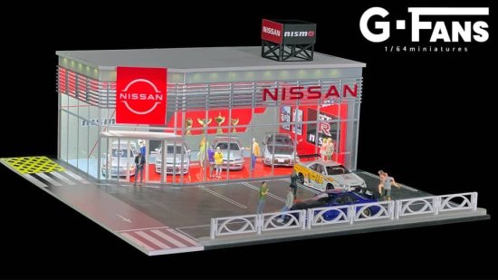 G.FANS 1/64 組立ジオラマ 日産 ディーラー LEDライト付き- ミニカー専門店 RideON