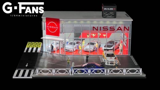 G.FANS 1/64 組立ジオラマ 日産 ディーラー LEDライト付き- ミニカー専門店 RideON