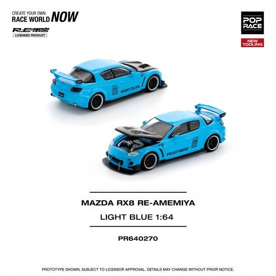 Pop Race 1/64 MAZDA RX-8 RE-AMEMIYA - LIGHT BLUE マツダ RX-8