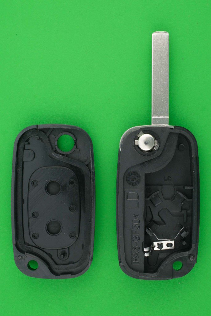 ルノー（Renault）2ボタンジャックナイフ型キーレス素材（バッテリー金具付） - キーレス＆スマートキー　 通販サイト『キーフォレスト』自動車のカギの事ならお任せください！！