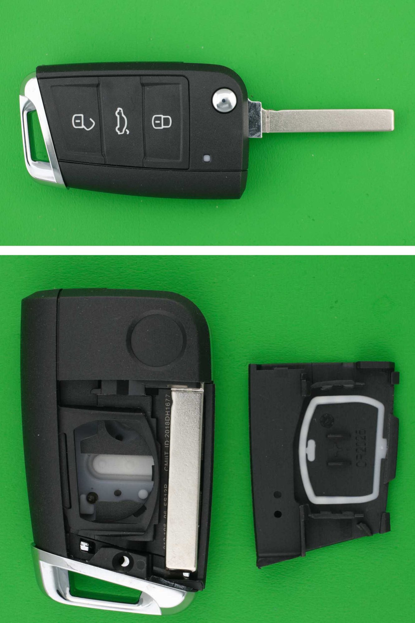 VW　新型3ボタンジャックナイフ型キーレス（キーブレードタイプ　HU162）交換用素材 - キーレス＆スマートキー　 通販サイト『キーフォレスト』自動車のカギの事ならお任せください！！