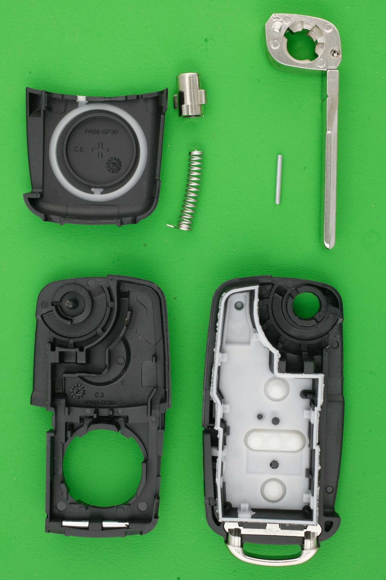 VW・シャラン・5ボタン・ジャックナイフ型キーレスリモコン・補修交換用セット