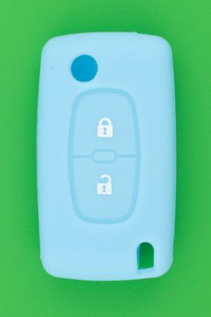 プジョー・シトロエンジャックナイフ型キーレスリモコン・2ボタン用シリコンカバー（ライトブルー） - キーレス＆スマートキー　 通販サイト『キーフォレスト』自動車のカギの事ならお任せください！！