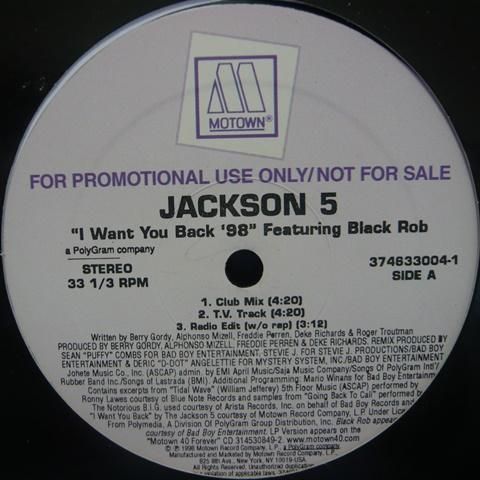 Jackson 5 Featuring Black Rob / I Want You Back '98 (12 Inch