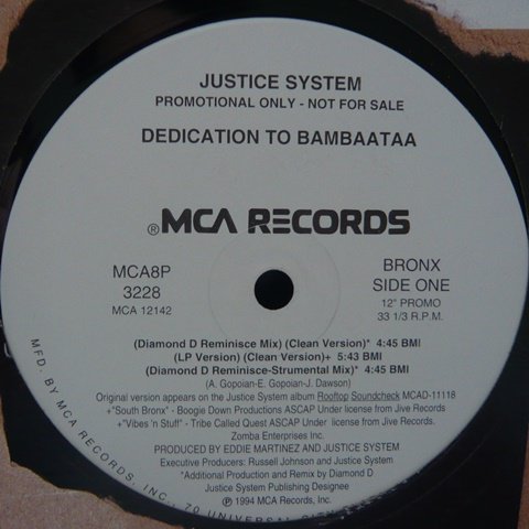 Justice System / Dedication To Bambaataa (12 Inch) - Vinyl Cycle Records