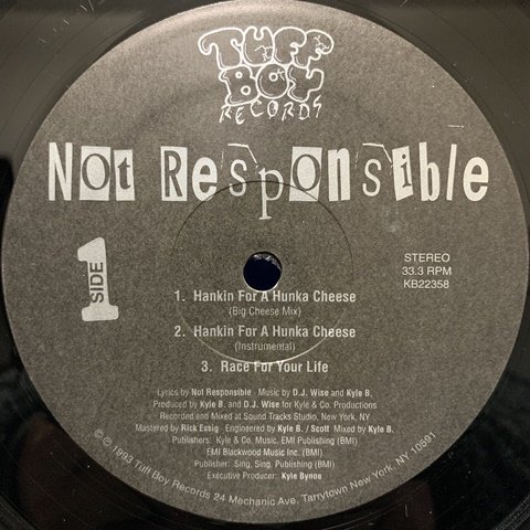 Not Responsible / Hankin For A Hunka Cheese (12 Inch) - Vinyl