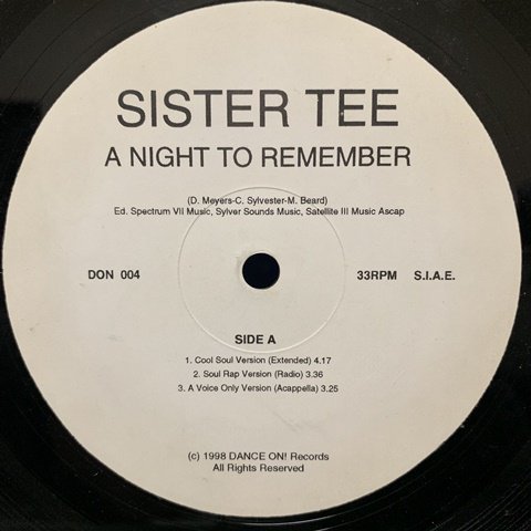 Sister Tee / A Night To Remember (12 Inch) - Vinyl Cycle Records