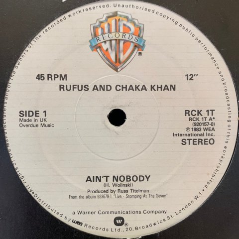 Rufus And Chaka Khan / Ain't Nobody (12 Inch) - Vinyl Cycle Records