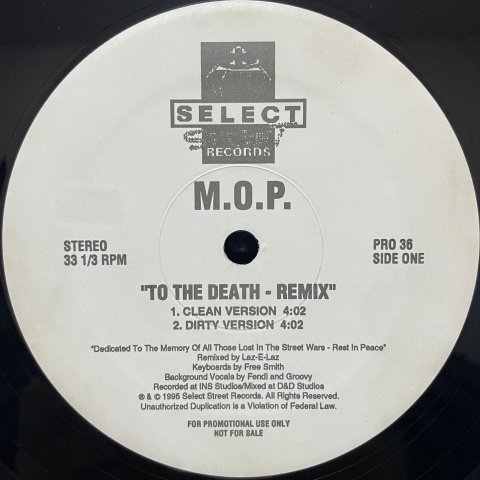 M.O.P. To The Death Remix 12 Inch Vinyl Cycle Records