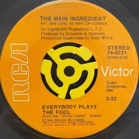 洋楽 7'EP The Main Ingredient Main Ingredient / Everybody Plays The Fool (7 Inch) - Vinyl