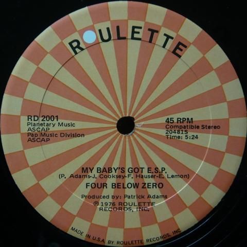 レア Patrick Adams Four Below Zero E.S.P. Four Below Zero / My Baby's Got E.S.P. - Vinyl Cycle Records