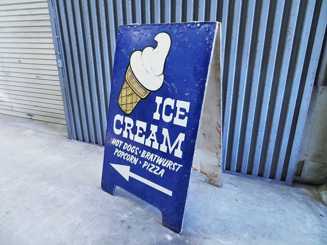 ヴィンテージ Ice cream ボード/看板 - アンティーク、ビンテージの