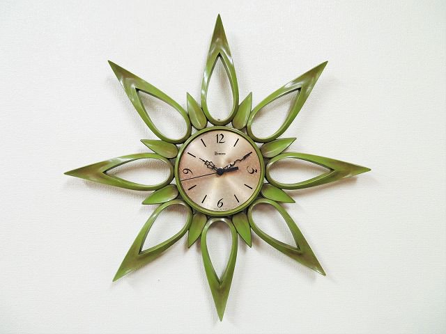 【美品】60's Syroco サンバーストクロックミッドセンチュリー壁掛け時計1960年代